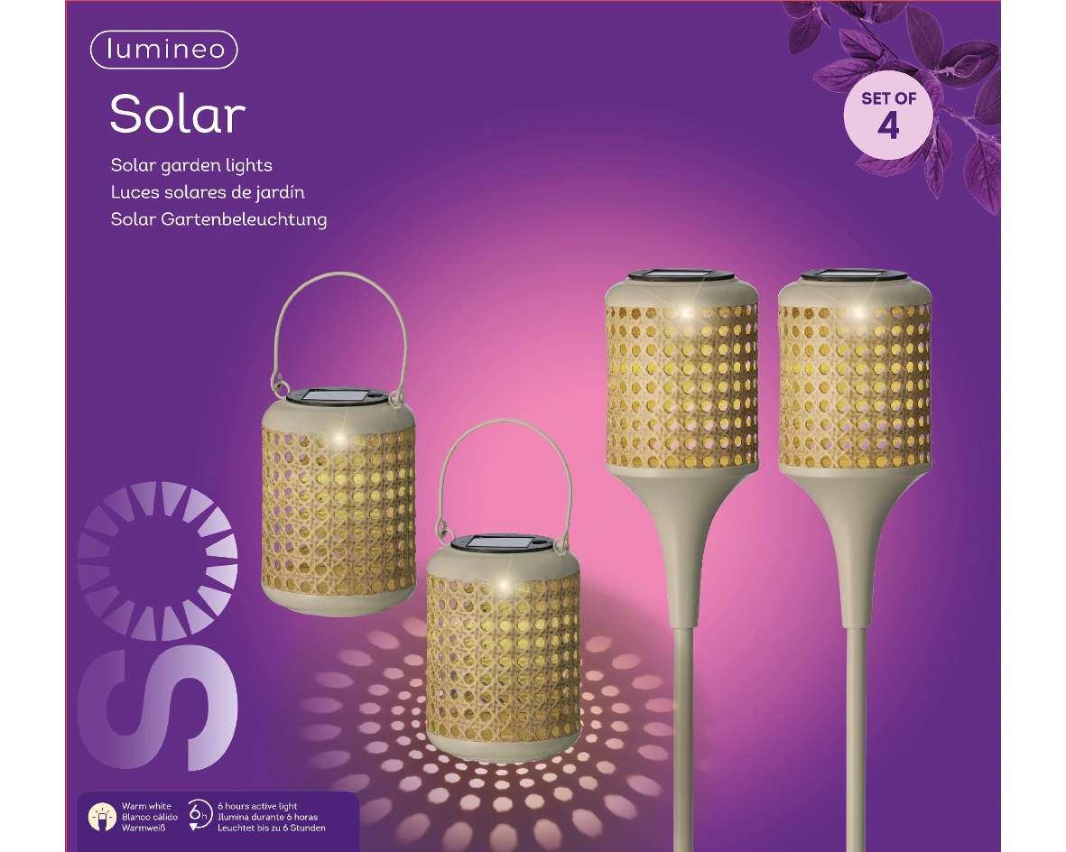Tuinlampen Set Solar Creme 4 Stuks