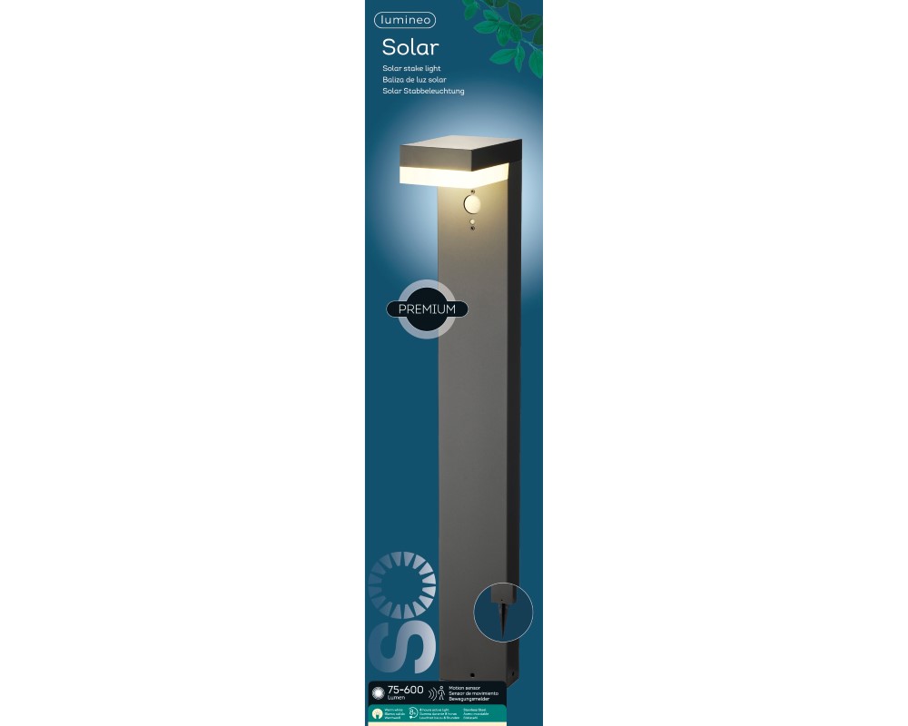 Solar Tuinlamp Staand Lang RVS 40 LED