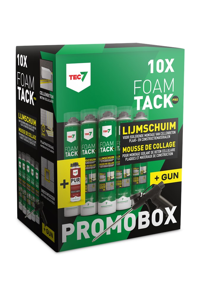 Tec7 FoamTack Pro Combipack 10 x lijmschuim + cleaner + pistool