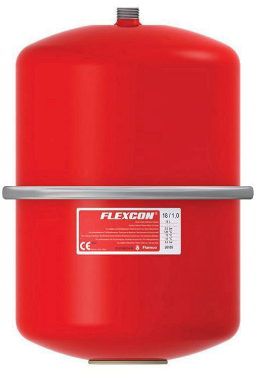Flamco Flexcon expansievat, inhoud 18 liter, 1,0 bar, rood