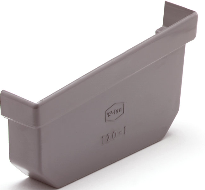 S-lon PVC eindstuk mini bakgoot 95 mm rechts grijs