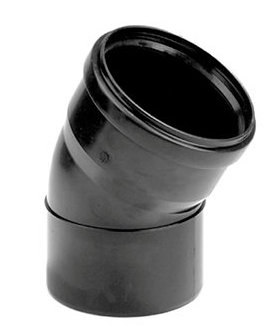 PP bocht zwart manchet / spie 110 mm 30°