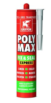 Griffon, Poly Max Fix & Seal Express montagekit, transparant grijs, koker à 300 gr