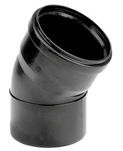 PP bocht zwart manchet / spie 110 mm 15°