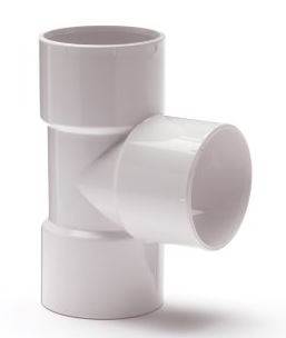 PVC T-stuk 90° wit 3x lijm 50 mm