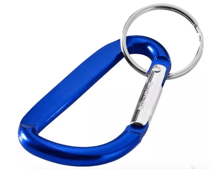 Aluminium sleutelhanger blauw 60x30 mm met ring