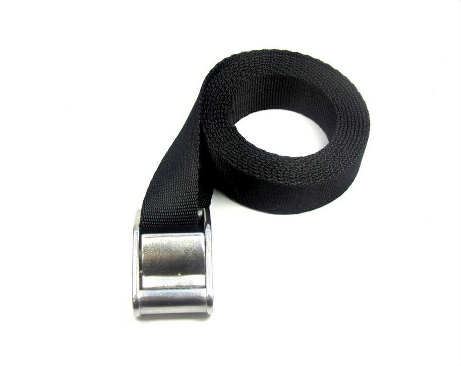 Spanband 25 mm zwart 1,5 meter met RVS klemsluiting