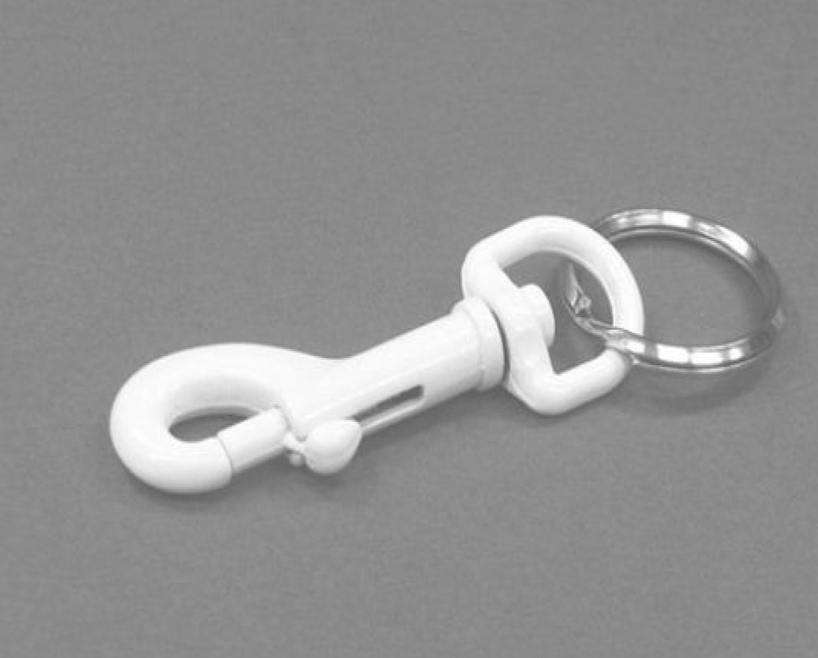 Witte sleutelhanger klein met ring