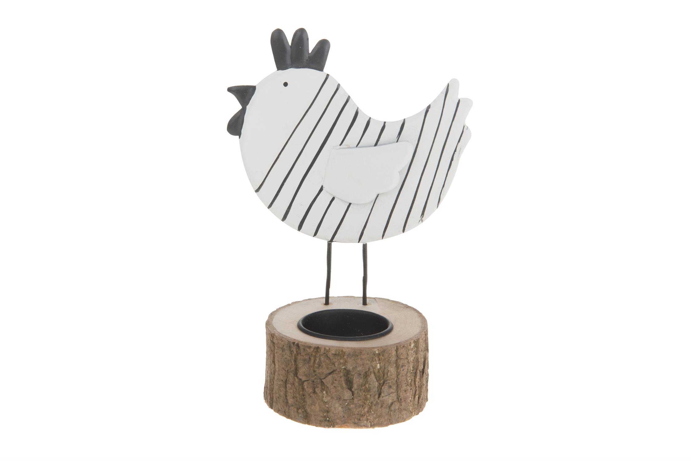 Metalen Kip Kaarshouder 12x8x18cm Zwart Wit