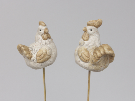 Doos Terracotta Kippen Op Stok 7 cm - 12 Stuks