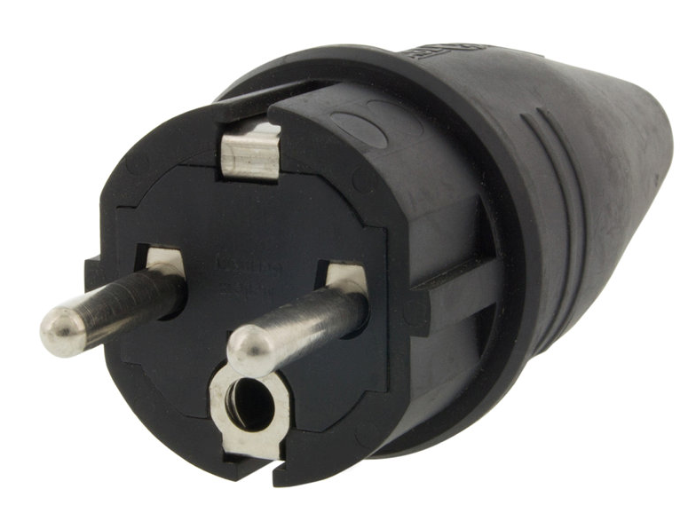 noodsituatie Schuur invoeren ABL geaarde stekker schuko 3-p IP44 rubber zwart - PVCvoordeel