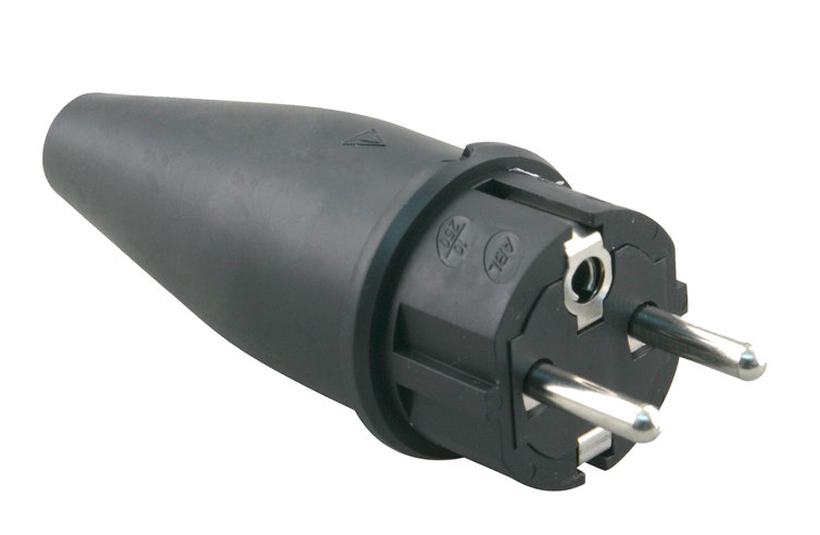ramp stortbui munitie ABL geaarde stekker schuko 3-p IP44 rubber zwart - PVCvoordeel