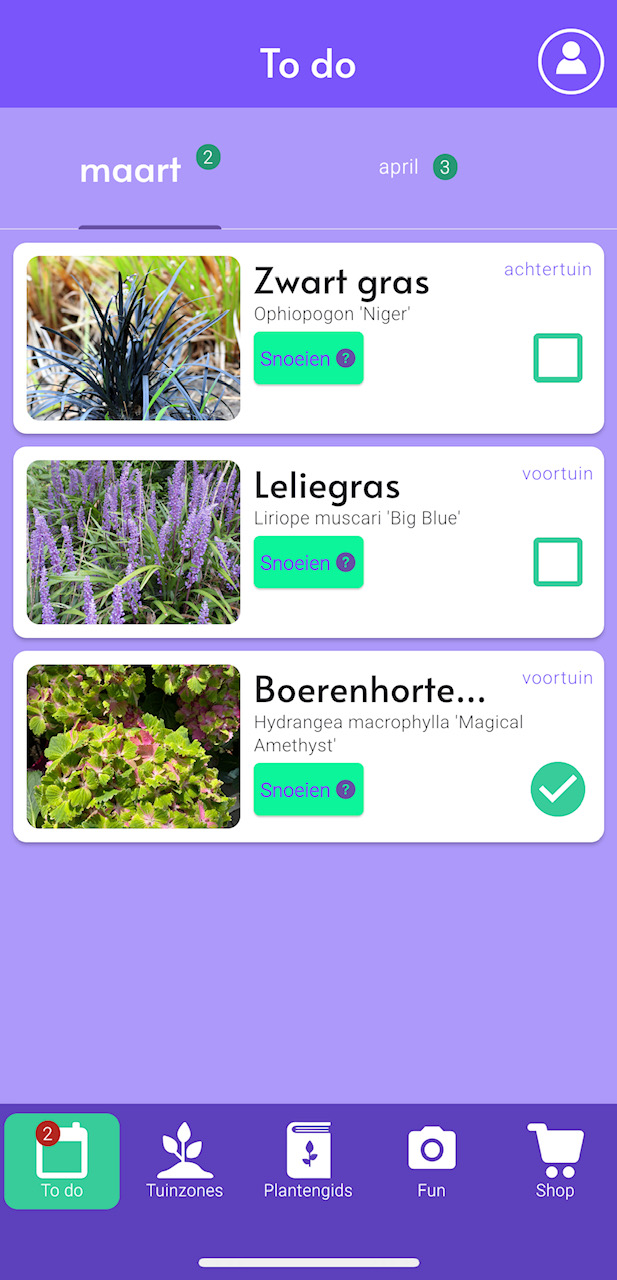 Gartenaufgaben pro Monat in der Gartenkalender-App