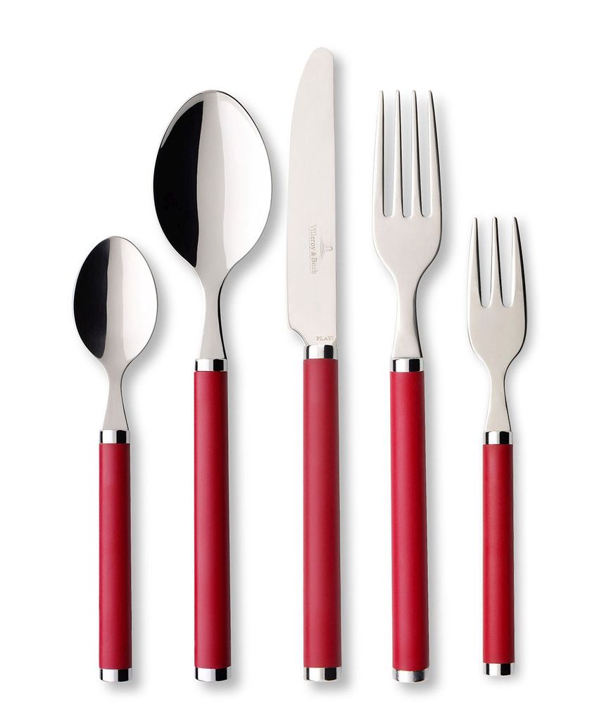 20 cm High-Quality Stainless Steel with Plastic Handle in Red Cutlery Villeroy & Boch Play Red Roses Table Fork
