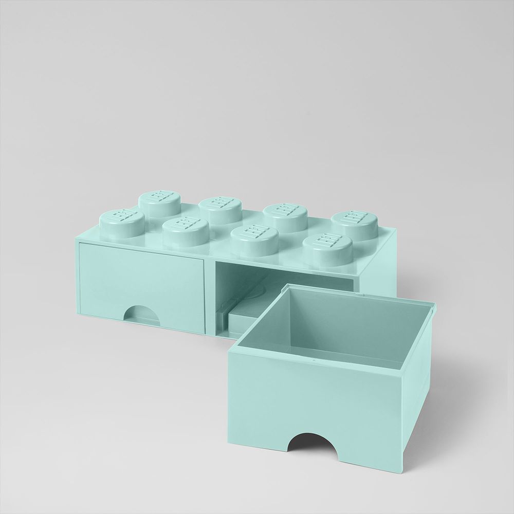 Boite rangement Lego avec tiroir Bleu Azur 50 x 25 x 18 cm ?