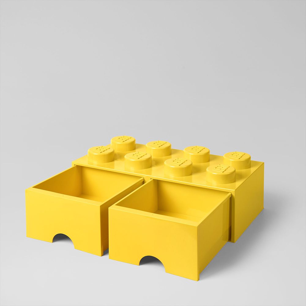 Boîte de Rangement LEGO 2 Plots Jaune - Lego Boîte de Rangement - LEGO  Jaune - FRAISE DES BOIS