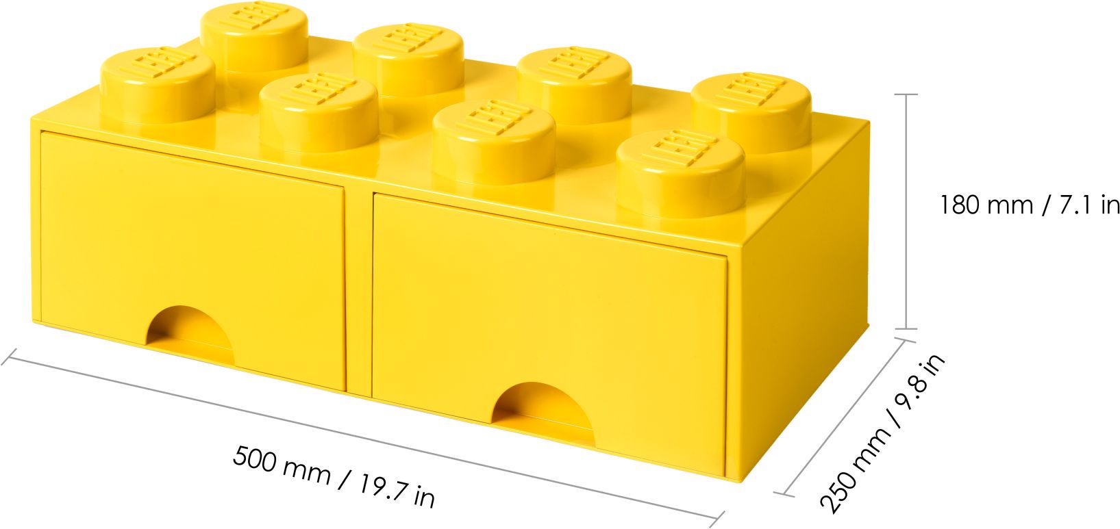 Boite rangement Lego avec tiroir Jaune 50 x 25 x 18 cm