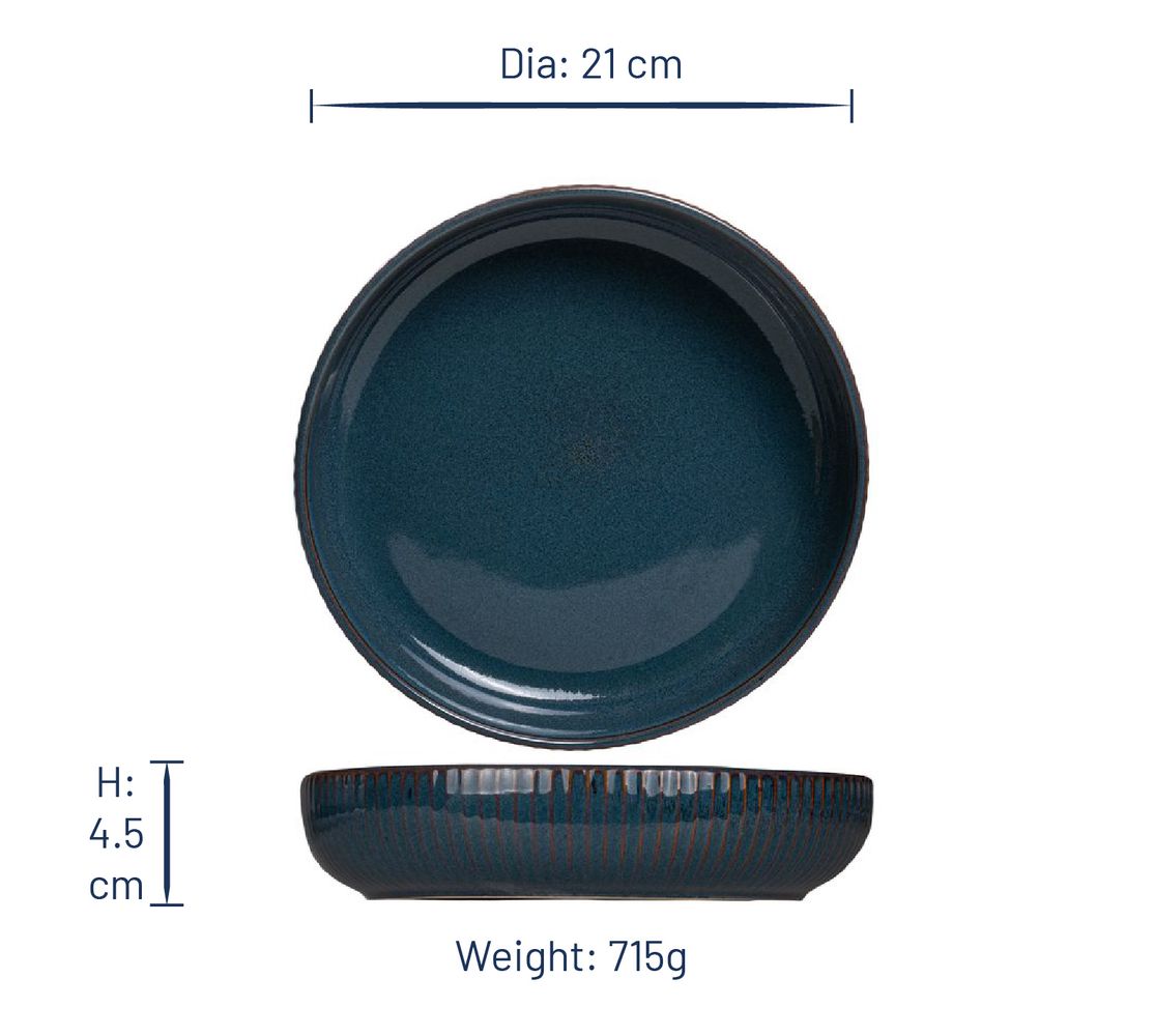 Crafted Denim piatto fondo, blu, 21,5 cm