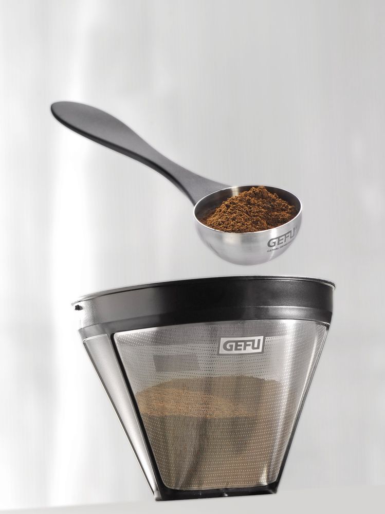 Tasseur à café avec cuillère doseuse en acier inoxydable argent TAMINO
