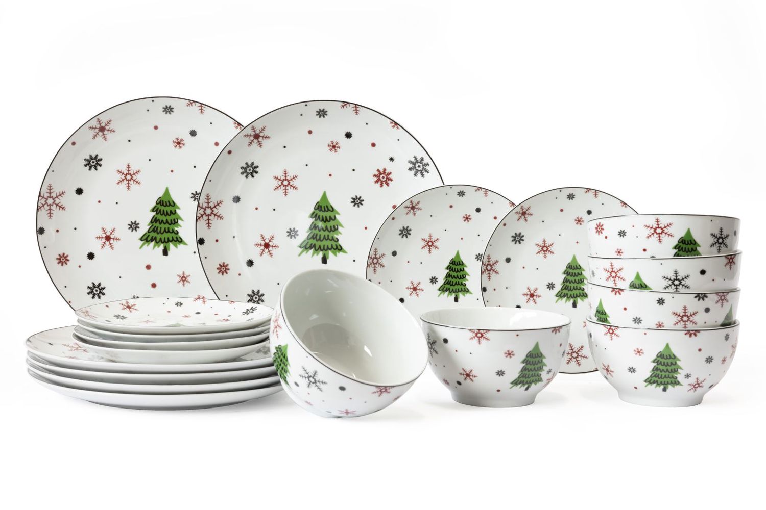 Assiette de service de Noël en porcelaine avec décorations colorées