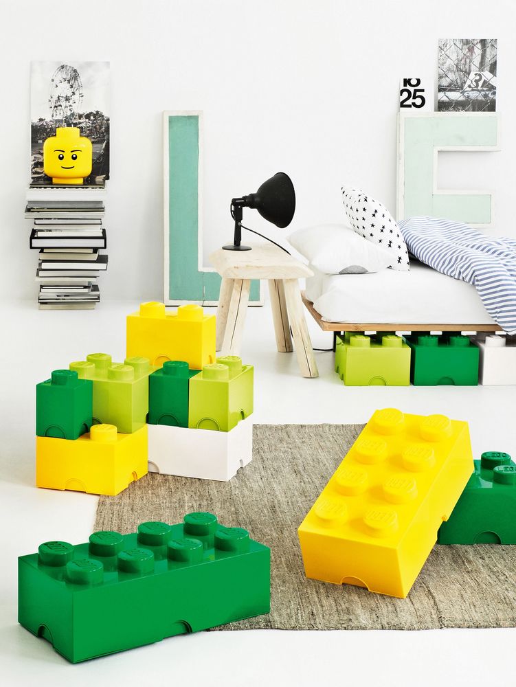 Boite rangement Lego avec tiroir Jaune 50 x 25 x 18 cm