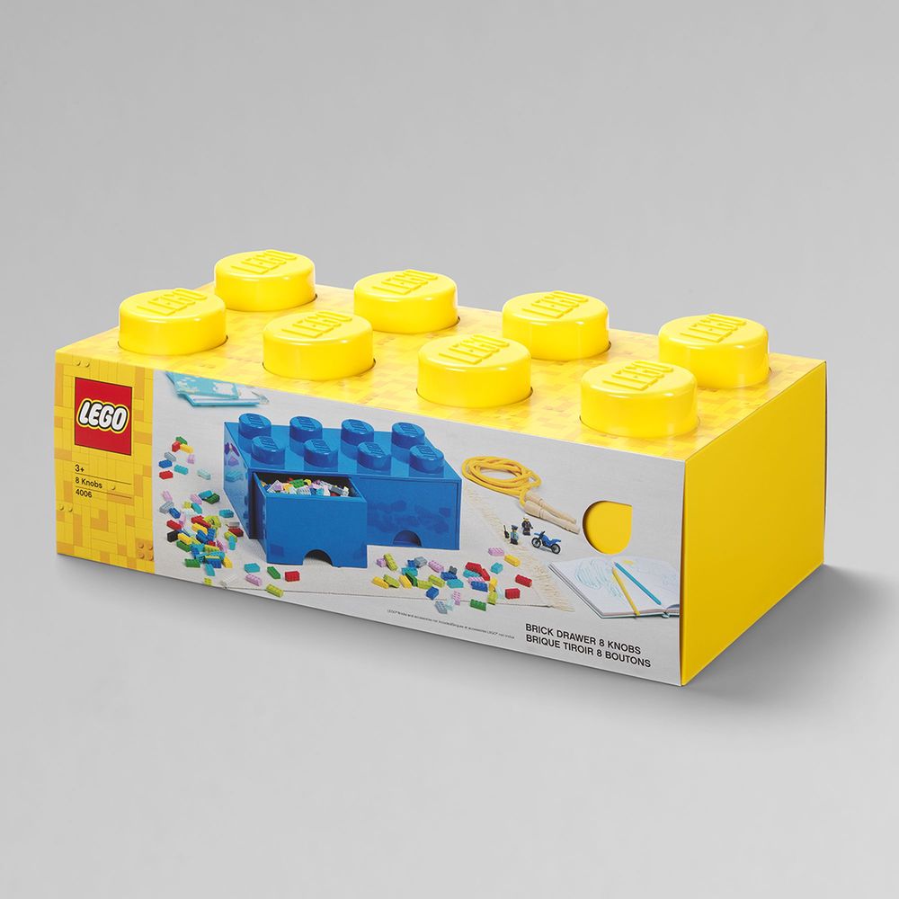 Boîte de Rangement LEGO 2 Plots Jaune - Lego Boîte de Rangement - LEGO  Jaune - FRAISE DES BOIS