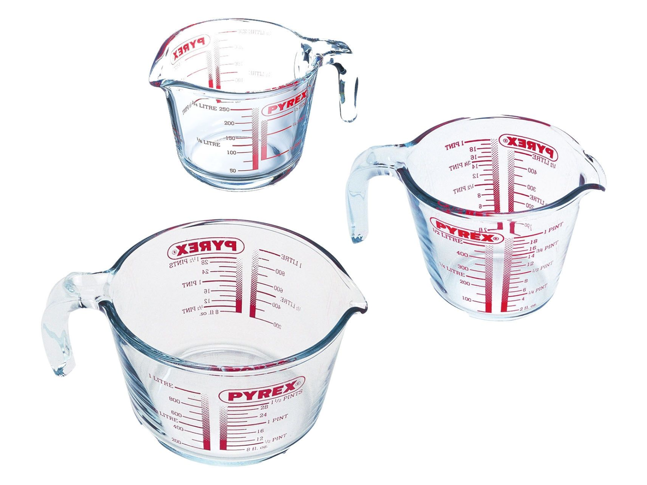 Pyrex Messbecher Set Classic Prepware (250 ml, 500 ml & 1 Liter