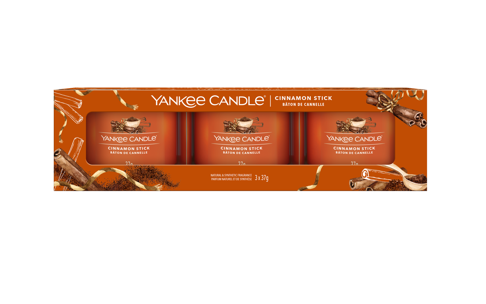 Candela profumata Yankee Candle Large - con 2 stecchini - Bastoncino di  cannella - 16 cm / ø 9 cm