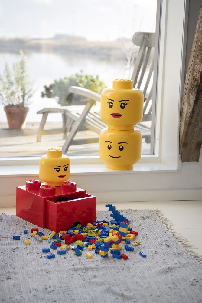 LEGO Scatola Testa Ragazzo Porta Oggetti Piccola Impilabile, 2,0 L, Giallo