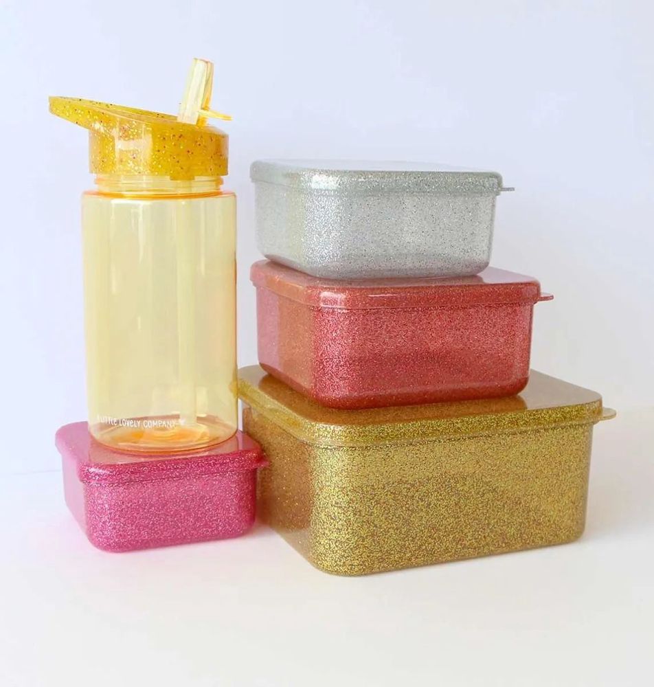 a Little Lovely Company - Lunch & snack box set Glitter - gold