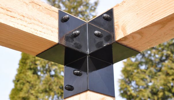elemento papel segmento Conector negro de pérgola para 3 postes de 12 x 12 cm