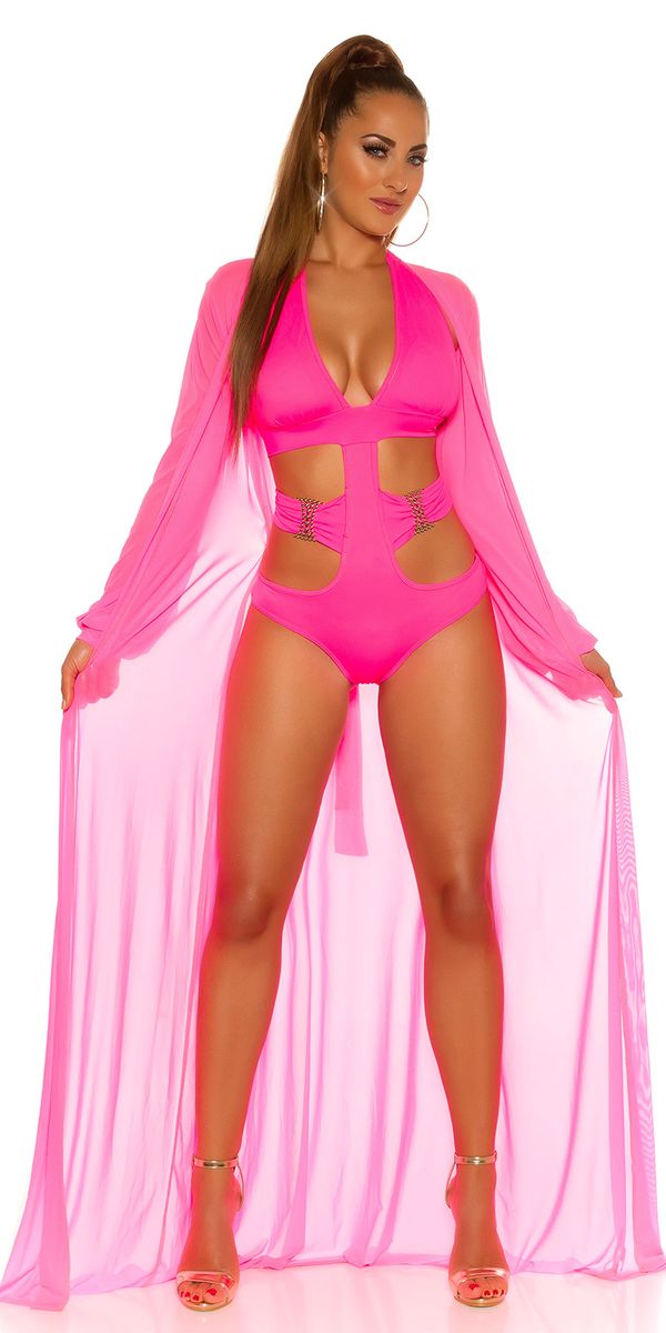 roze beach gaas kimono