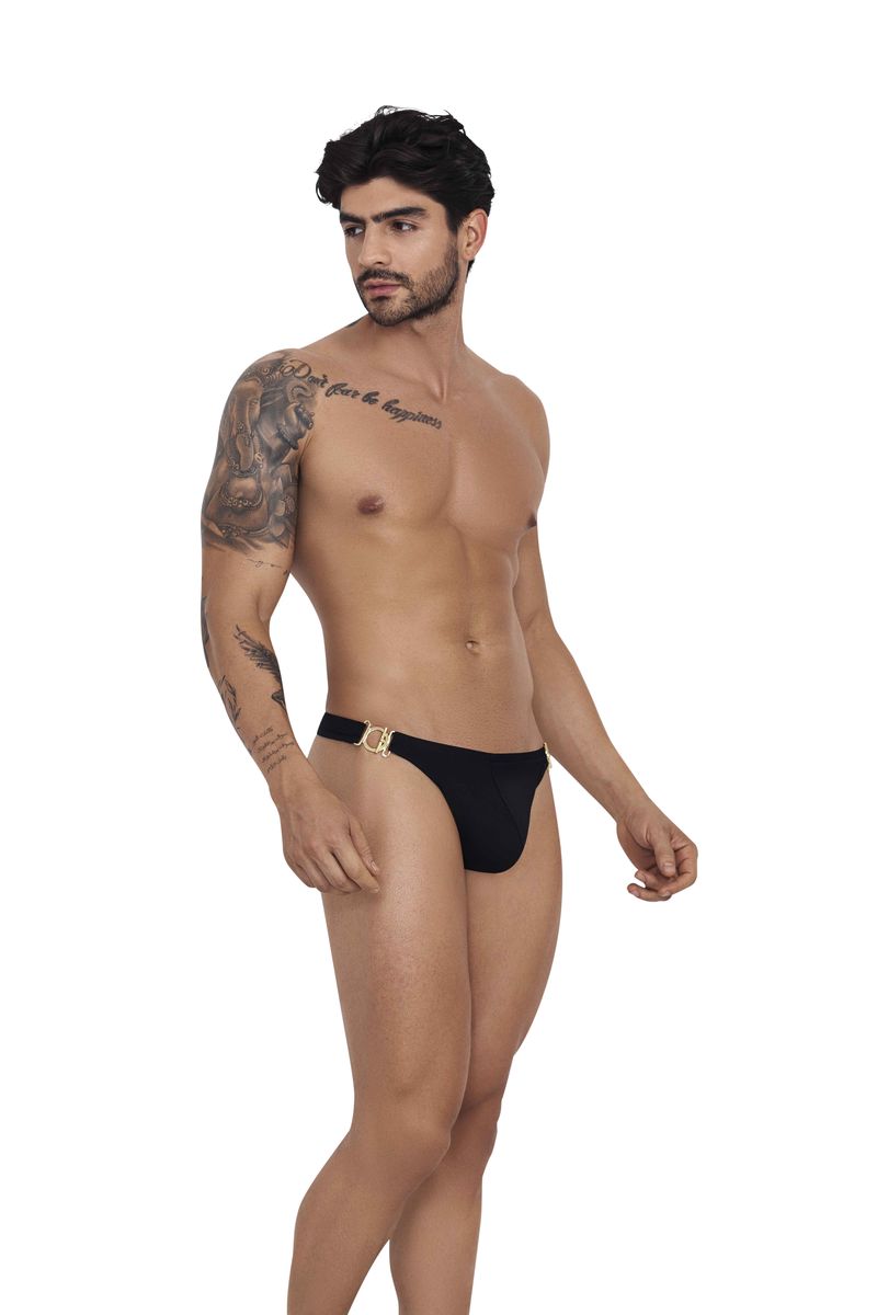 Clever Moda Eros Latin Thong Zwart op model zijkant