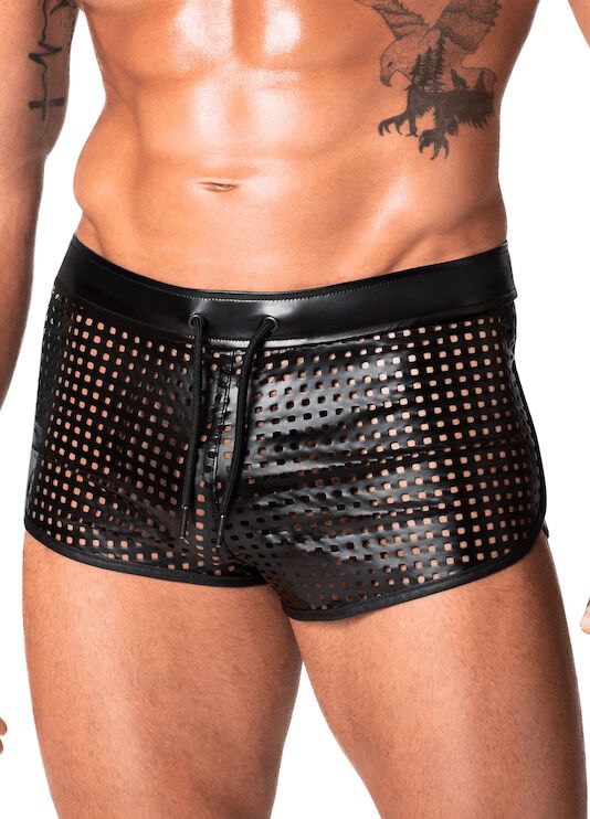 Noir Handmade H079 Mayhem Shorts Geperforeerd Wetlook front