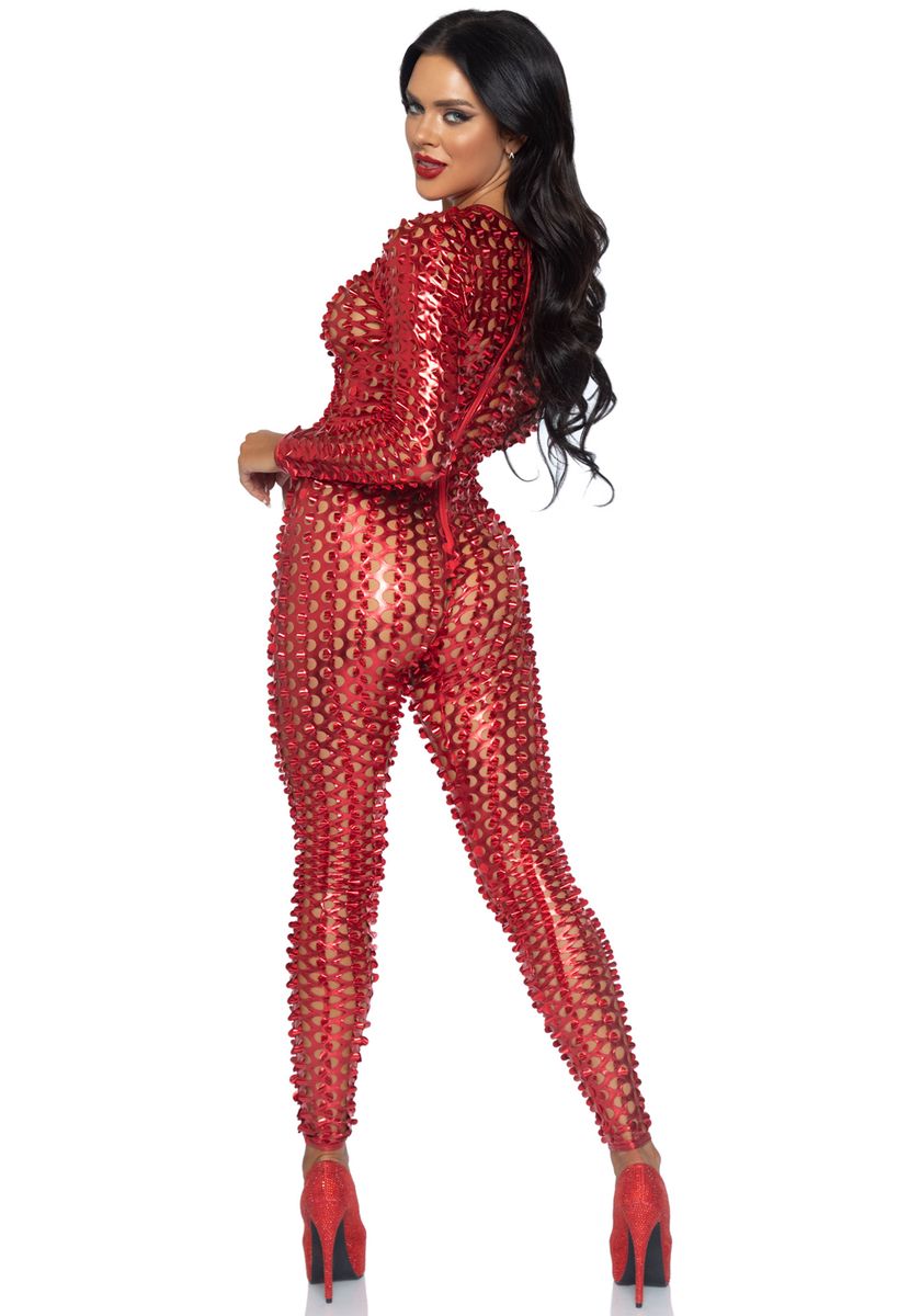 Leg Avenue Catsuit Lasercut Metallic Rood back.jpg