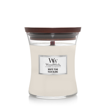 Bougie parfumée WoodWick Medium White Teak - 11 cm / ø 10 cm