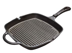 Poêle grill Cookinglife en fonte - 23 x 23 cm - Sans revêtement antiadhésif