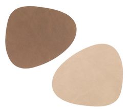 LIND DNA Onderzetter Nupo - Leer - Brown / Sand - dubbelzijdig - 13 x 11 cm