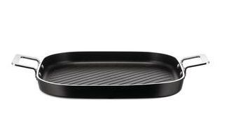 Poele grill Alessi Pots&Pans - AJM304 B - noir - 29 x 29 cm - par Jasper Morrison - revêtement antiadhésif standard