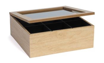 Cookinglife Teebox Holz 9-Fächer - mit Samt - 23 x 23 cm