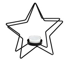 Portacandele Sareva Star Nero 18 x 17 cm