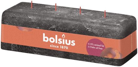 Bolsius Stumpenkerze Rustikal 4 Dochte Stürmisches Grau - 9 cm / 25 cm