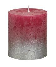 Bolsius stompkaars Fading zilver & rood 80/68 mm