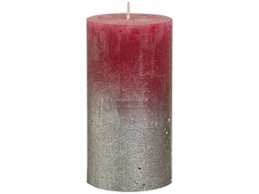 Bolsius stompkaars Fading zilver & rood 130/68 mm