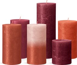 Ensemble de bougies cylindriques Bolsius Rustiques - Rouges Cosy