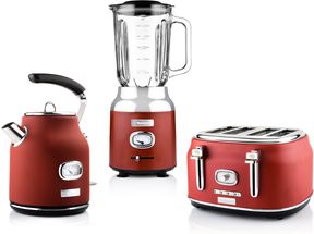 Westinghouse Retro Wasserkocher + Toaster mit 4 Schlitzen + Mixer - Rot