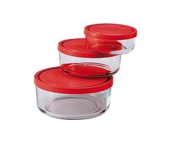 Set contenitori per alimenti Bormioli frigoverre rosso - 3 pezzi