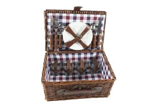 Picnic Basket Red Blue 4 Persons