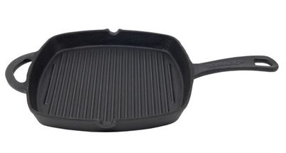 Poêle grill TOMADO noire - fonte - 26 x 30 cm - sans revêtement antiadhésif