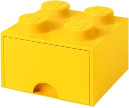 Boîte rangement Lego avec tiroir jaune 25 x 25 x 18 cm